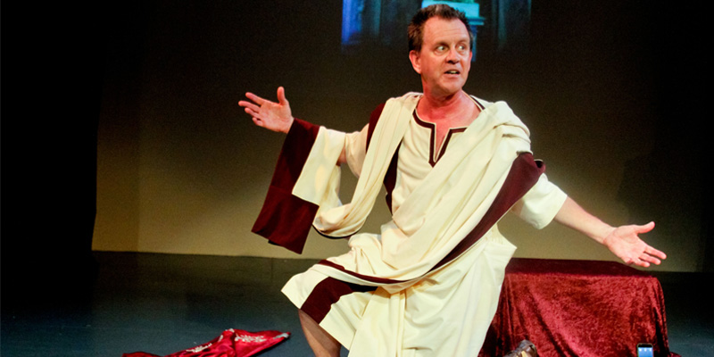 Tim Mooney presenting his one-man show, “Breakneck Julius Caesar”