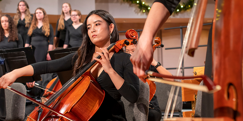Members of Northwestern's Orchestra perform during Christmas Vespers