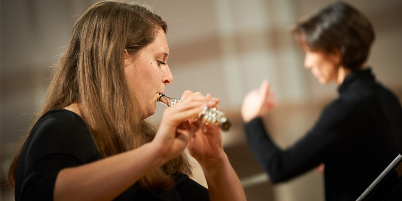 Ellen Podhajsky playing flute