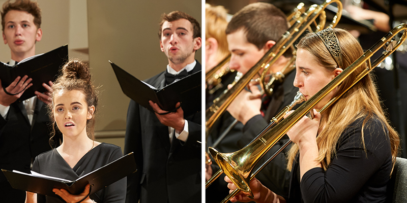 Members of Northwestern's Heritage Singers and Jazz Band performing