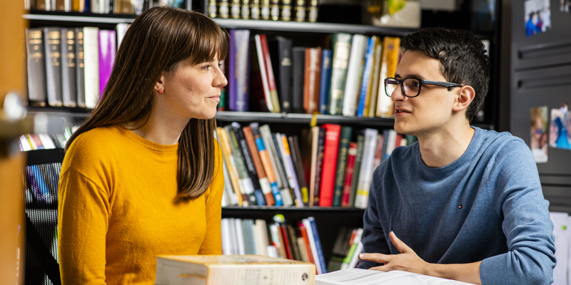 Dr. Cambria Kaltwasser meeting with a student