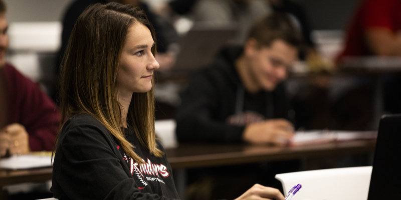 Student in class