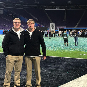 Conner Ubben and Josh Hornstra on Super Bowl field