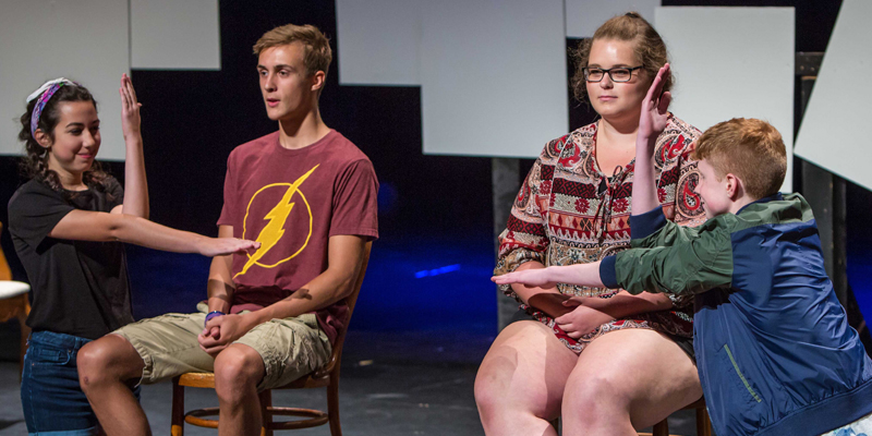 Students participating in theatre camp