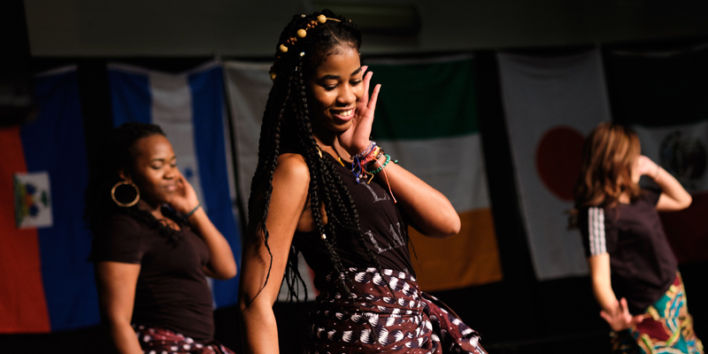 Students dancing at the Cultural Fair