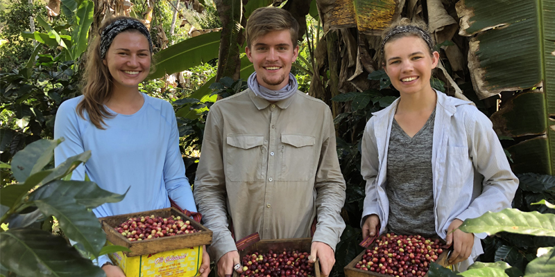 Three students serving in Peru