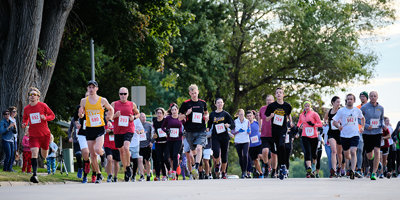 Runners participating in Red Raider Road Race 2019