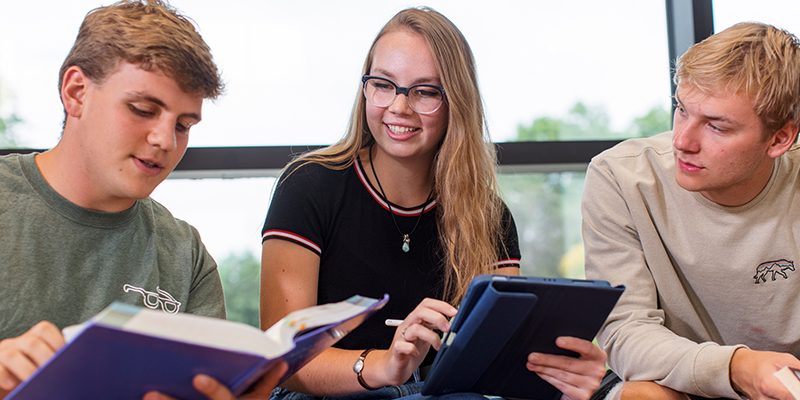 Three students studying together